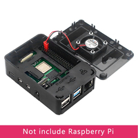 Raspberry Pi 4 Case ABS Shell Enclosure Box Carcasa negra Ventilador de refrigeración compatible para Raspberry Pi 4 Modelo B