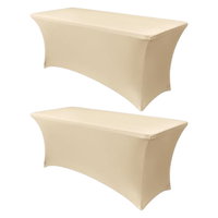 Funda de Mesa Elástica de Poliéster de 4 pies, Mantel Ajustable de Color Sólido Resistente a las Arrugas, Paquete de 2 para Bodas y Fiestas