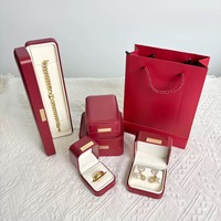 Boîte à bijoux en cuir bordeaux vintage avec logo personnalisé, pour boucles d'oreilles, bagues, bracelets, colliers, bracelets rigides, ensembles de bijoux