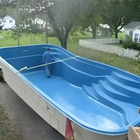 Piscine Conteneur Maritime Ovale en Acier Sur Mesure, Étanche, Préfabriquée, 20ft 40ft, avec Fenêtre et Terrasse, Épaisseur 1mm, pour Adultes et Usage Domestique