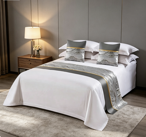 Caminho de Cama Moderno em Poliéster Tingido com Padrão Personalizado para Hotéis, Tamanhos <span class=keywords><strong>Queen</strong></span> e King - Product Image 5