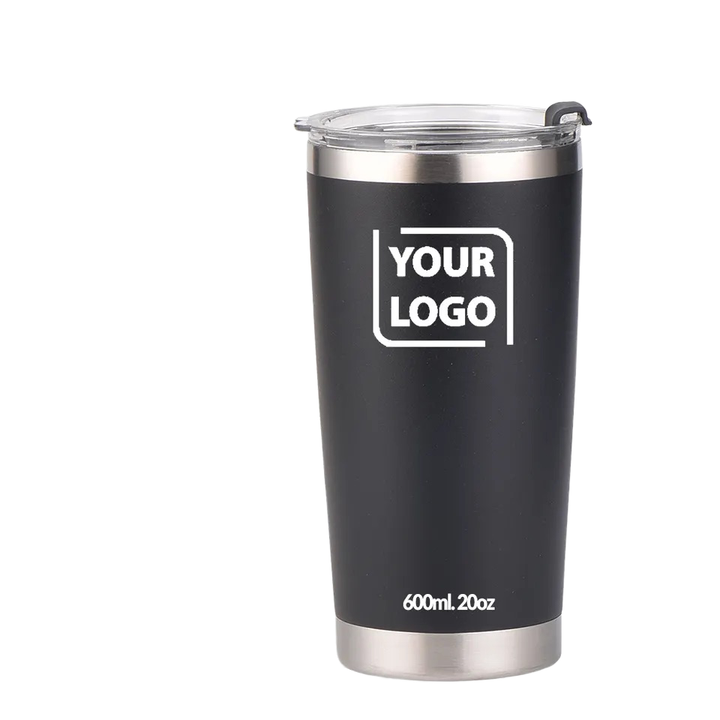 FX Factory 20oz Purple Light Black Coffee and Clear Insulated Car Cup Powder Coated Vacuum Flask Thermos Cute Design with Lid