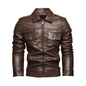 Giacca da <span class=keywords><strong>Moto</strong></span> Personalizzata Invernale da <span class=keywords><strong>Uomo</strong></span>, Slim Fit, in PU, con Cerniera Frontale, Casual, Impermeabile e Antivento - Product Image 1