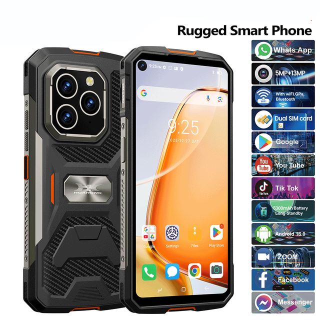 6.41 Inch Rugged Smartphone IP68 Waterproof Android PDA NFC Handheld Device 4GB 64GB 5300mAh Outdoor Mobile Phone
