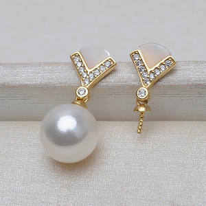 Accesorios de Plata S925 para DIY, Pendientes en Forma de V Estilo Europeo Americano, Cuentas Huecas de Perla de 7-12 mm, Versión Coreana, Fornituras de Joyería Femenina - Product Image 2