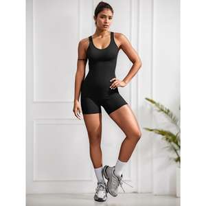 กางเกงขาสั้นจั๊มสูทโยคะของผู้หญิงที่มีดีไซน์ไขว้ด้านหลังเหมาะสำหรับการวิ่งโยคะและกีฬาต่างๆ - Product Image 4