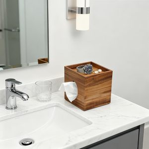 <b>Solid</b> <b>Wood</b> Tissue Box Multi Functional Wooden Desktop Decorative Box With Tissue Dispenser - Product Image 3