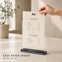 Support de menu de table en acrylique double face personnalisé A5 A4 - Porte-menu multi-usages, porte-cartes de visite, support publicitaire