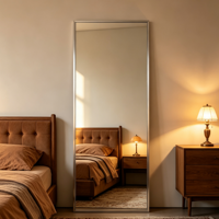 Miroir sur pied mural pleine longueur en métal doré ou argenté, grand format, personnalisé, pour la vente en gros