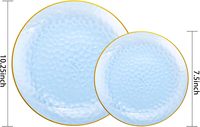 Lot de 60 assiettes en plastique bleu clair, assiettes bleues martelées, assiettes jetables fantaisie transparentes avec assiettes à bordure dorée pour la fête