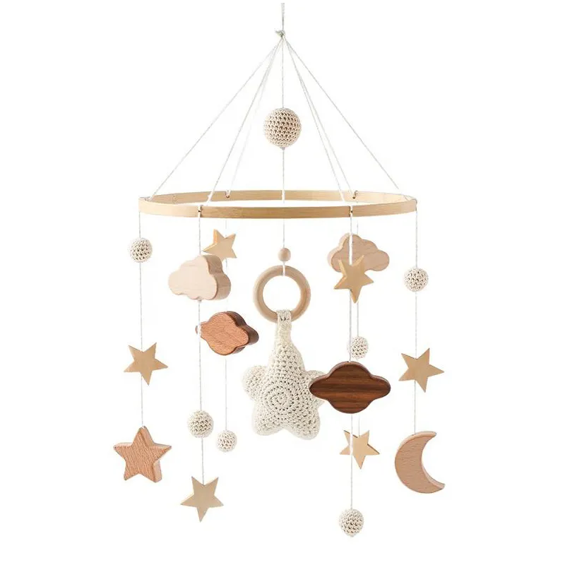 Stella Mobile in legno Baby culla giocattoli mobili, campana di feltro fatti a mano appesa giocattoli decorazione per culla