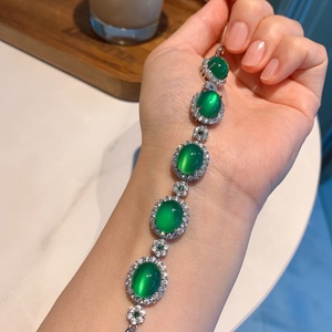 Fashion Jewelry Eco-friendly <b>Copper</b> Green Chalcedony Cubic Zirconia Fine Jewelry Bracelets <b>Bangles</b> for Feminine Premium Gift - Product Image 5