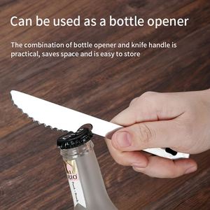Food Grade Outdoor <b>Cutlery</b> <b>Set</b> Stackable with Bottle Opener Stainless Steel Flatware <b>Set</b> for <b>Picnics</b> Hiking Camping - Product Image 4