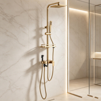 Système de douche thermostatique à double poignée avec affichage numérique, jets de pluie doux, construction en laiton massif pour salle de bain domestique