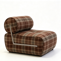 Fauteuil de salon solide en tissu à carreaux, idéal pour la maison, le bureau, le salon, la chambre, l'hôtel ou la villa