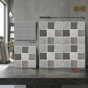 Carreaux de sol en porcelaine numérique Vistaar noir et blanc 40x40cm, 12mm, mat, antidérapant, résistant, pour extérieur - Product Image 1