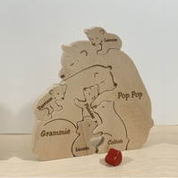 Ornements d'ours familiaux explosifs transfrontaliers ensemble mère et fils ours câlin puzzle en bois ornements en bois massif logo gravé