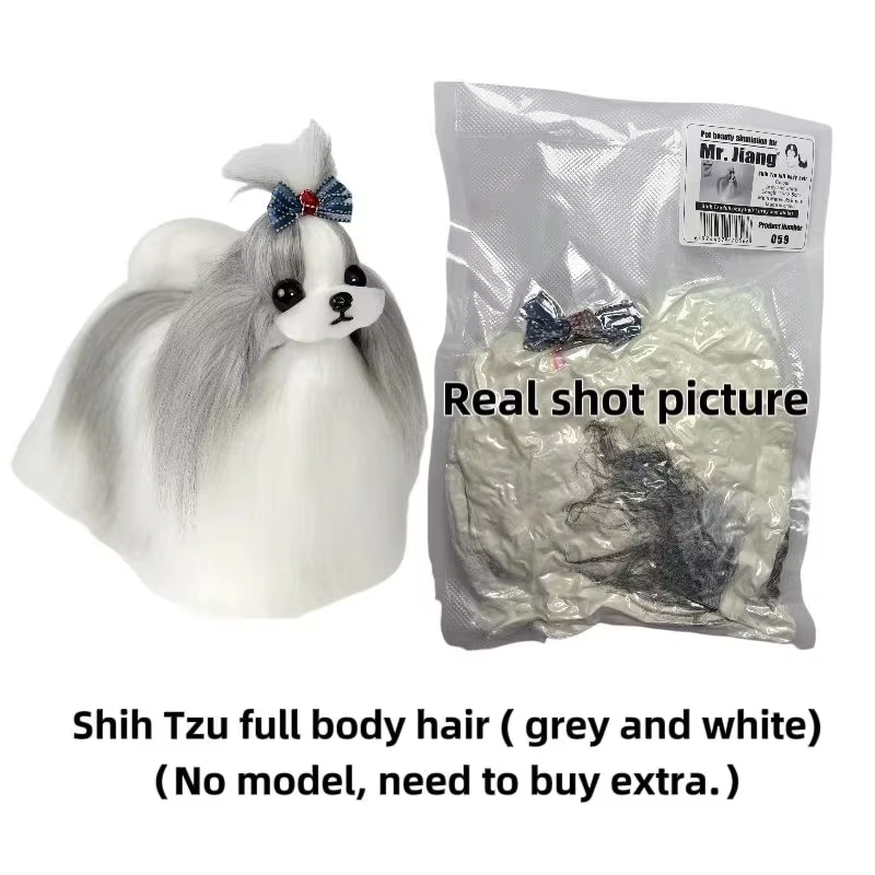 Cheveux de Shih Tzu (gris et blanc)