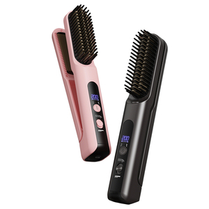 Plancha de Pelo 2 en 1 Inalámbrica, Peine y Plancha de Pelo con Dientes de Acero Inoxidable, Calor Ajustable, Alimentación por USB, Cepillo Rizador de Viaje - Product Image 1