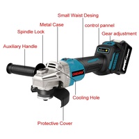 Meuleuse d'angle électrique sans balais 2000W 20000RPM 6 vitesses Machine de découpe de polissage rechargeable Outil électrique pour batterie Makita 18V