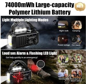 טלפון נייד 74000mwh naa am fm רדיו <span class=keywords><strong>3</strong></span> מצב פנס טלפון נייד מטען חירום מצוקה אות מצוקה אות יד כרבולת שמש - Product Image 3