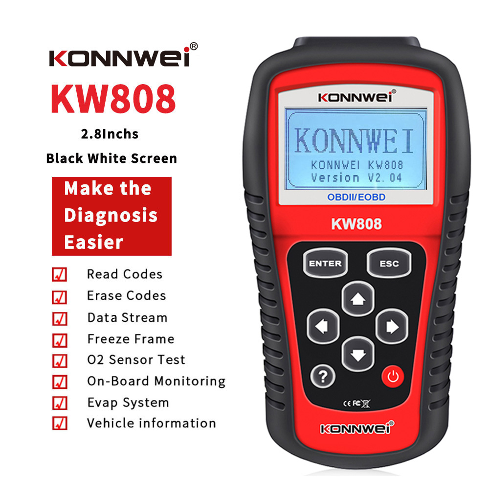 KONNWEI Wholesale OBD2 EOBD Car Diagnostic Tool for 12V Gasoline Diesel Vehicles Hot Sale in European American Market