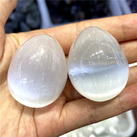 Œufs de Sélénite Naturelle Blanche en Gros pour la Guérison, Œufs de Gypse Transparent pour la Décoration