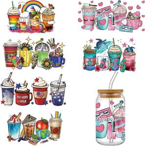 16oz 20oz 24oz UV DTF Envoltório do Copo para Vidro, Transferência Adesivos para Copos Decalques Impermeáveis Esfregue em Transferências para Artesanato Impressão Do <span class=keywords><strong>Vintage</strong></span> - Product Image 5