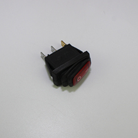 Interrupteur à bascule étanche IP65 KCD3 moyen, 3 broches ON-OFF, 2 positions, avec voyant LED rouge, boîtier noir, bouton rouge pour applications marines
