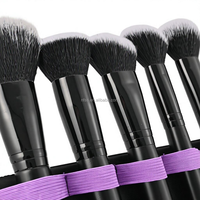Ensemble de 15 pinceaux de maquillage de luxe personnalisés, haute qualité, poils synthétiques bruns à haute densité, manche en bois mat