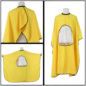 Cape de coiffure en pongé avec logo personnalisé, fenêtre de visualisation transparente, robes de coupe de cheveux pour hommes, imperméable, salon de coiffure, barbier - Product Image 4