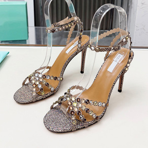 Heeled <b>Sandals</b> Fashion Rhinestone Bow High-heeled <b>Sandals</b> for Women in Foreign Trade High Slim Heels Floral Roman <b>Sandals</b> - Product Image 6