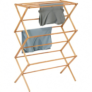 High Quality TiFoldable Eco-Friendly Bamboo <b>Laundry</b> Drying Rack for Bathroom Indoor Outdoor Use - Product Image 1