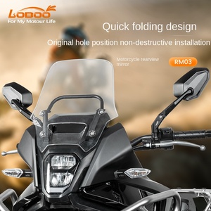 LOBOO RM03 Rétroviseur ultra grand angle anti-éblouissement <span class=keywords><strong>pliable</strong></span> en alliage d'aluminium Grand champ de vision Radis Design pour motos - Product Image 2