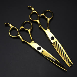 Ciseaux de coiffure professionnels GD-01 Golden Beauty de 6,0 pouces – Ciseaux plats et ciseaux à dents pour une coupe facile – Promotion HS-279 - Product Image 5