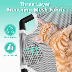 Hexagon Raised Elevated Cats Swing Hammock Bed Pets Chair with Breathable Fabric &amp; Anti-Slip Block for Large to <strong>Small</strong> Kitty <strong>Cot</strong> - Product Image 1