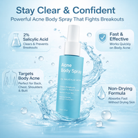 Spray Corporel Exfoliant BHA à 2% d'Acide Salicylique pour l'Acné du Dos, les Points Noirs et les Pores Obstrués – Marque Blanche OEM ODM