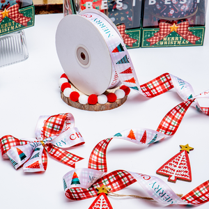 Cinta de Poliéster de Doble Cara de 1.5 Pulgadas (4cm), Rollo de 100 Yardas, Impresión a Doble Cara para Envolver Regalos de Navidad, Floristería - Product Image 5