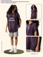 Débardeur tricoté respirant personnalisé avec logo, vente en gros, pour hommes, femmes, unisexe, 285 g/m², coupe oversize, épaules tombantes, effet délavé Monkey Wash, collection 2026