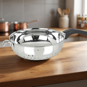 Stainless Steel <b>Colander</b> With <b>Plastic</b> Handle Durable Strainer For Kitchen Use - Product Image 2
