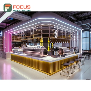 ตู้โชว์กาแฟหรูหรา ประตูกระจก โซนสินค้า ฐานไม้วอลนัท ตู้โชว์สินค้าคาเฟ่ - Product Image 3