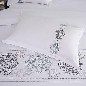 4pcs Breathable 60-count Embroidered 100% Cotton Duvet Cover and Pillowcase <strong>Bedding</strong> Sets Luxurious <strong>Percale</strong> for Hotel Use - Product Image 2