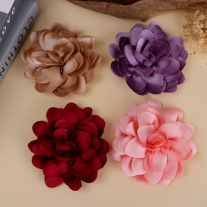 Flor de camelia de satén hecha a mano de 9.5 cm para accesorios para el cabello, zapatos, sombreros, ropa, flores decorativas de tela, suministros para manualidades. - Product Image 2