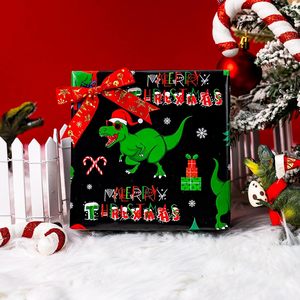 Dinosaur Christmas Wrapping Paper Roll 17 Inch x 33 Feet Reversible Gift Wrap For Kids Holiday Decorations - Product Image 4