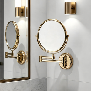 Bathroom <strong>Smart</strong> <strong>Mirror</strong> with Wall Mounted Brass Golden Makeup <strong>Mirror</strong> - Product Image 1