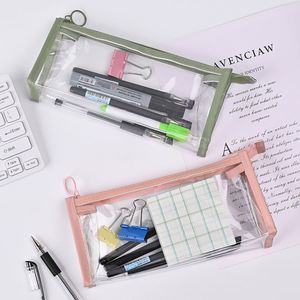 Estuche para Lápices X1105-2, Estuche Triangular Transparente de PVC al por Mayor, Bolsas de Lápices Lindas de Gran Capacidad para Niñas - Product Image 2