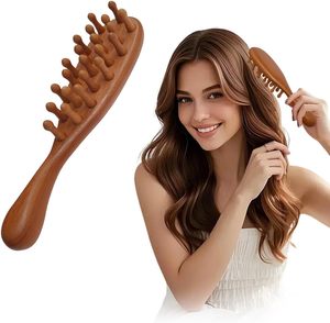 Peine Masajeador de Cuero Cabelludo de Sándalo Natural, Herramienta Gua Sha de Madera para Masaje de Cabeza, para el Crecimiento del Cabello y Alivio del Estrés - Product Image 1