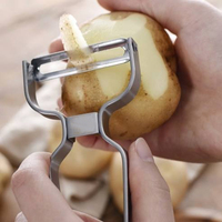 Multifunctionele 3-delige 304 roestvrijstalen handmatige fruit- en groenteschiller, vaatwasserbestendig voor wortels, knoflook en mango.