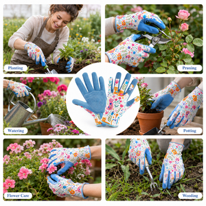 Guantes de Jardinería de Microfibra con Diseño Floral, Guantes de Trabajo para Mujer con Pantalla Táctil, Resistentes a Pinchazos, Personalizables OEM - Product Image 4