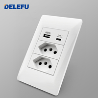 Prise murale standard brésilienne DELEFU 118, multifonction, avec prise USB Type C et interrupteur tactile pour maison intelligente